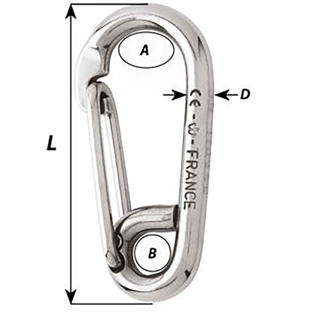 Wichard Marine, Wichard Symmetric Carbine Hook - Length 100mm - 13/32"
