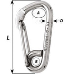 Wichard Marine, Wichard Asymmetric Carbine Hook - Length 170mm - 15/32"