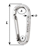 Wichard Marine, Wichard Symmetric Carbine Hook Without Eye - Length 100mm - 13/32"
