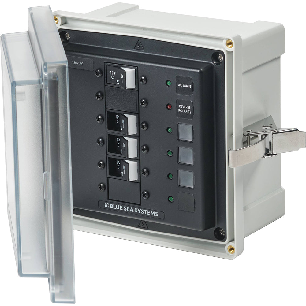 Blue Sea Systems, Blue Sea 3130 - SMS Panel Enclosure w/Main & 3 Branch (15A) - 120V AC