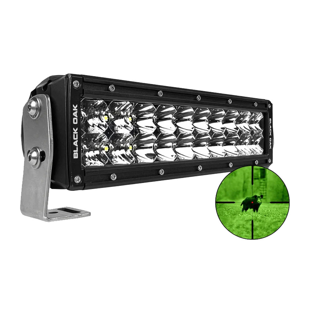 Black Oak LED, Black Oak Pro Series 3.0 10" 850nm Infrared Double Row LED Light Bar - Combo Optics - Black Housing