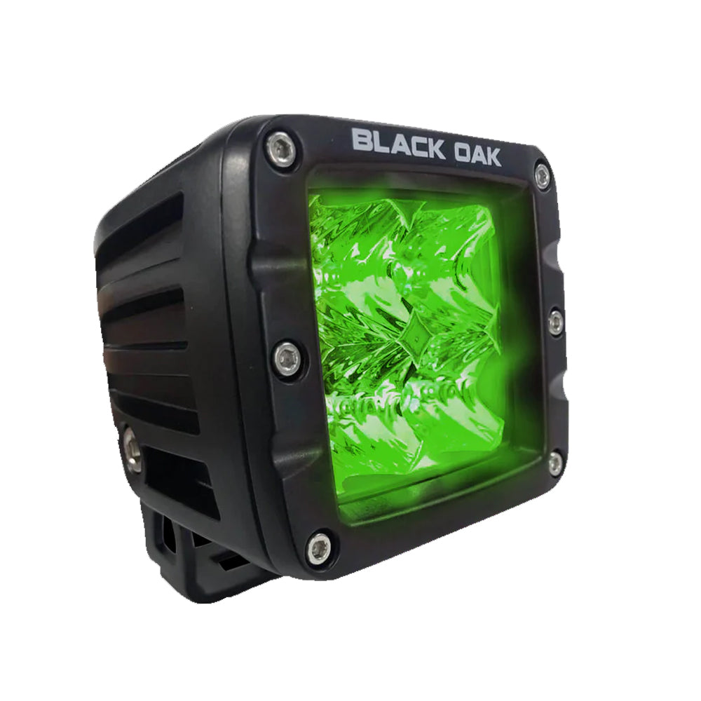 Black Oak LED, Black Oak 2" Green LED Hog Hunting Pod Light - Flood Optics - Black Housing - Pro Series 3.0