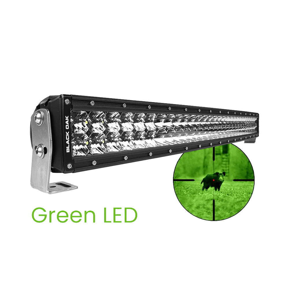 Black Oak LED, Black Oak 30" Curved Double Row Green LED Hog Hunting Light Bar - Combo Optics - Black Housing - Pro Series 3.