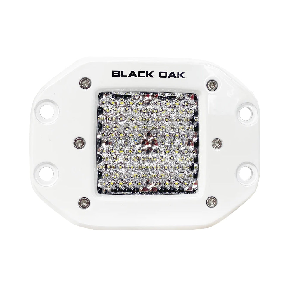 Black Oak LED, Black Oak 2" Marine Flush Mount LED Pod Light - Diffused Optics - White Housing - Pro Series 3.0