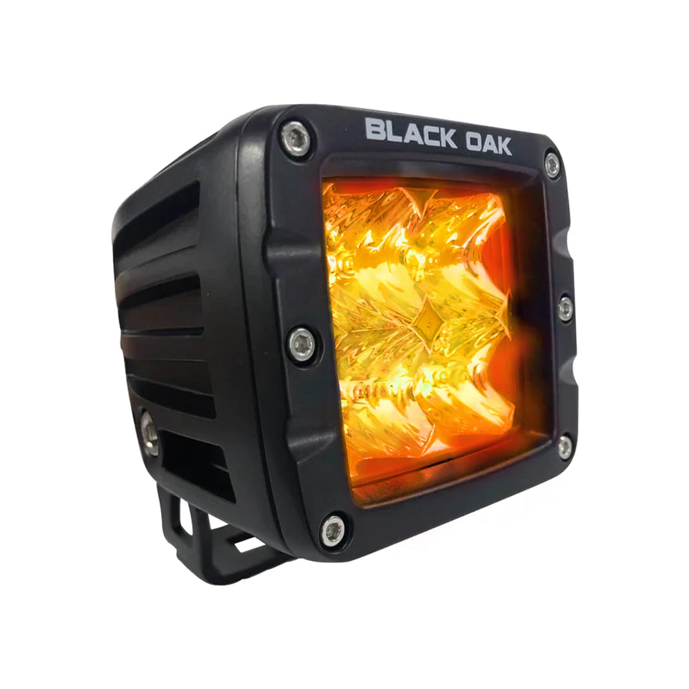 Black Oak LED, Black Oak 2" Amber LED Pod Light - Flood Optics - Black Housing - Pro Series 3.0