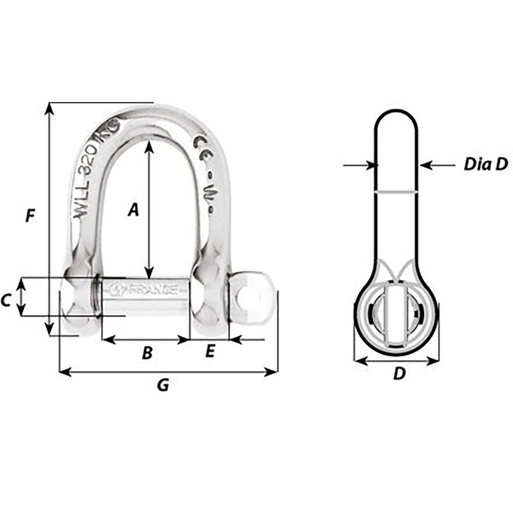 Wichard Marine, Wichard Not Self-Locking D Shackle - 14mm Diameter - 9/16"