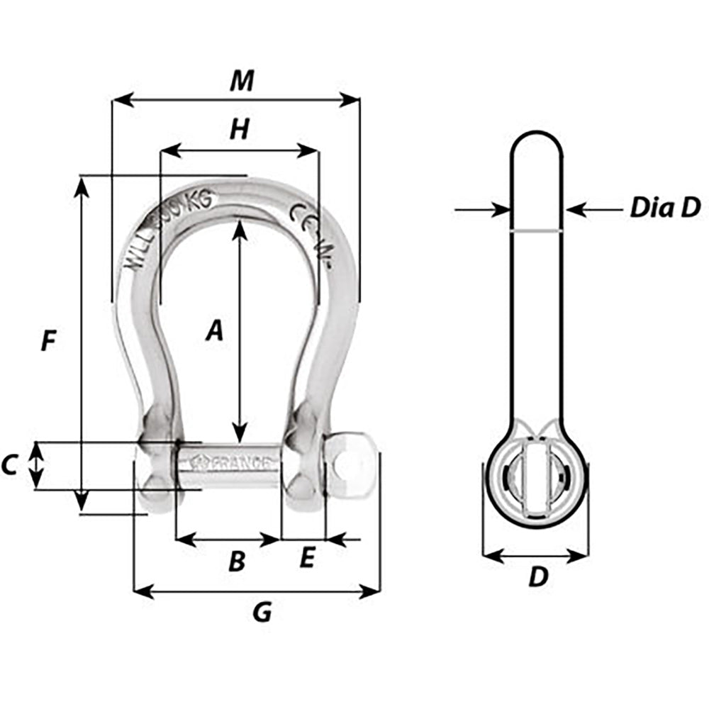 Wichard Marine, Wichard Not Self-Locking Bow Shackle - 20mm Diameter - 25/32"