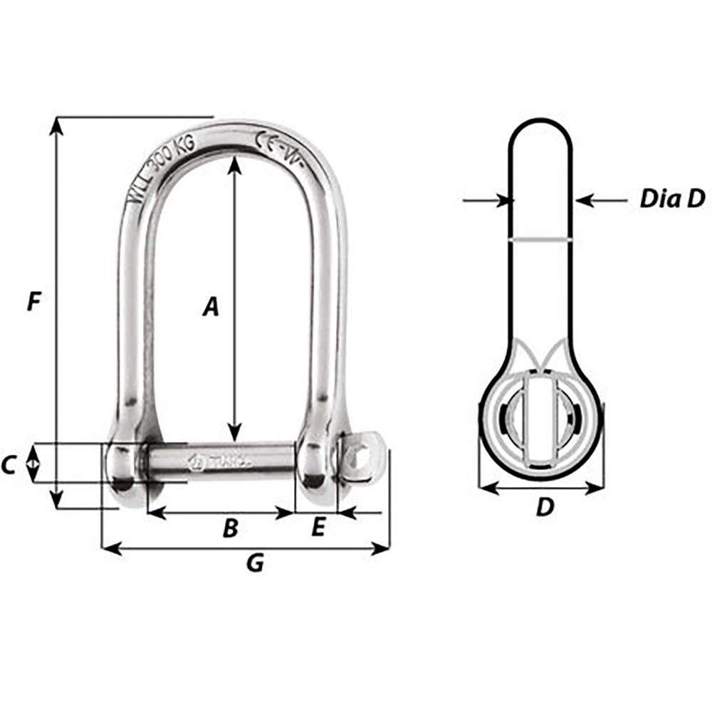 Wichard Marine, Wichard Self-Locking Large Opening Shackle - 10mm Diameter - 13/32"