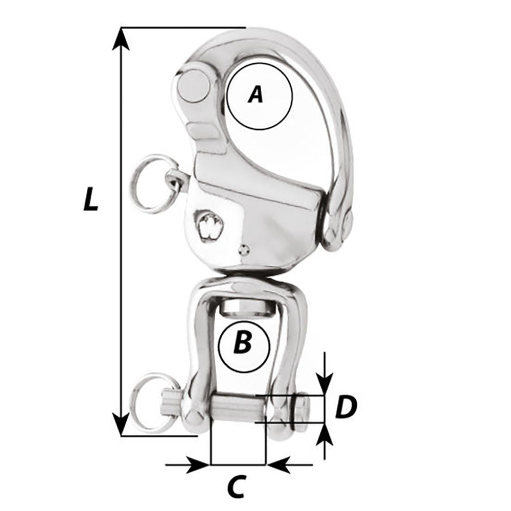 Wichard Marine, Wichard HR Snap Shackle With Clevis Pin Swivel - 120mm Length - 4-23/32"