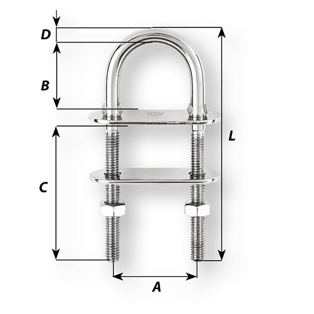 Wichard Marine, Wichard U-Bolt Pad Eye - 10mm Diameter - 25/64" - 110mm Length - 4-21/64"