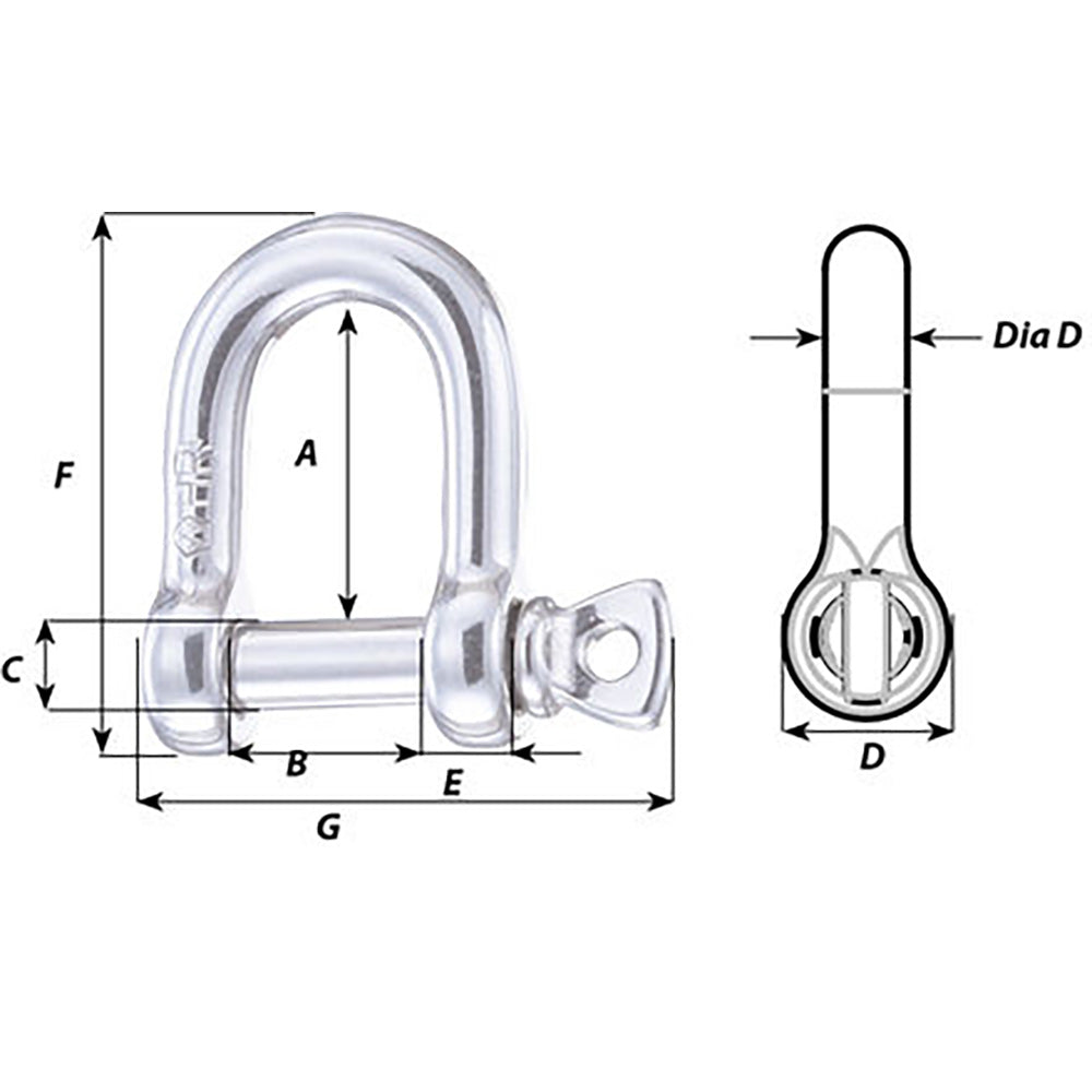 Wichard Marine, Wichard HR D Shackle - 14mm Diameter - 35/64"