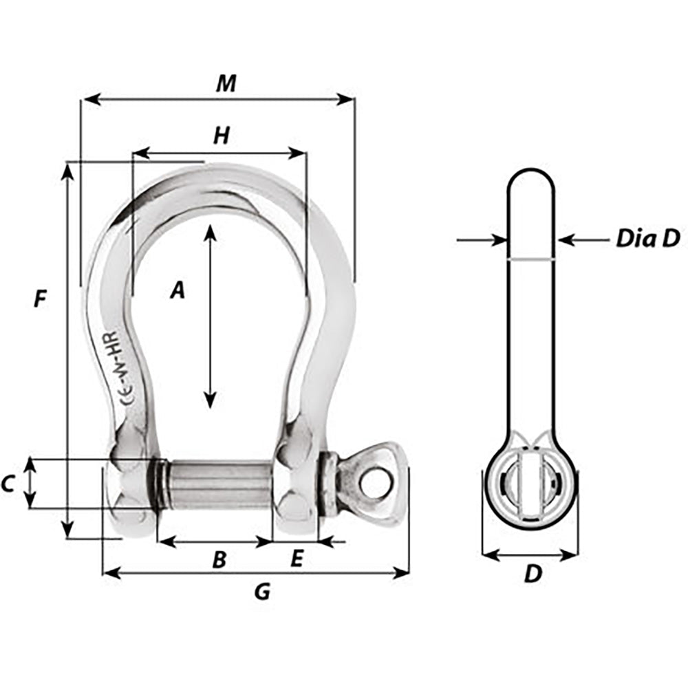 Wichard Marine, Wichard HR Bow Shackle - 10mm Pin Diameter