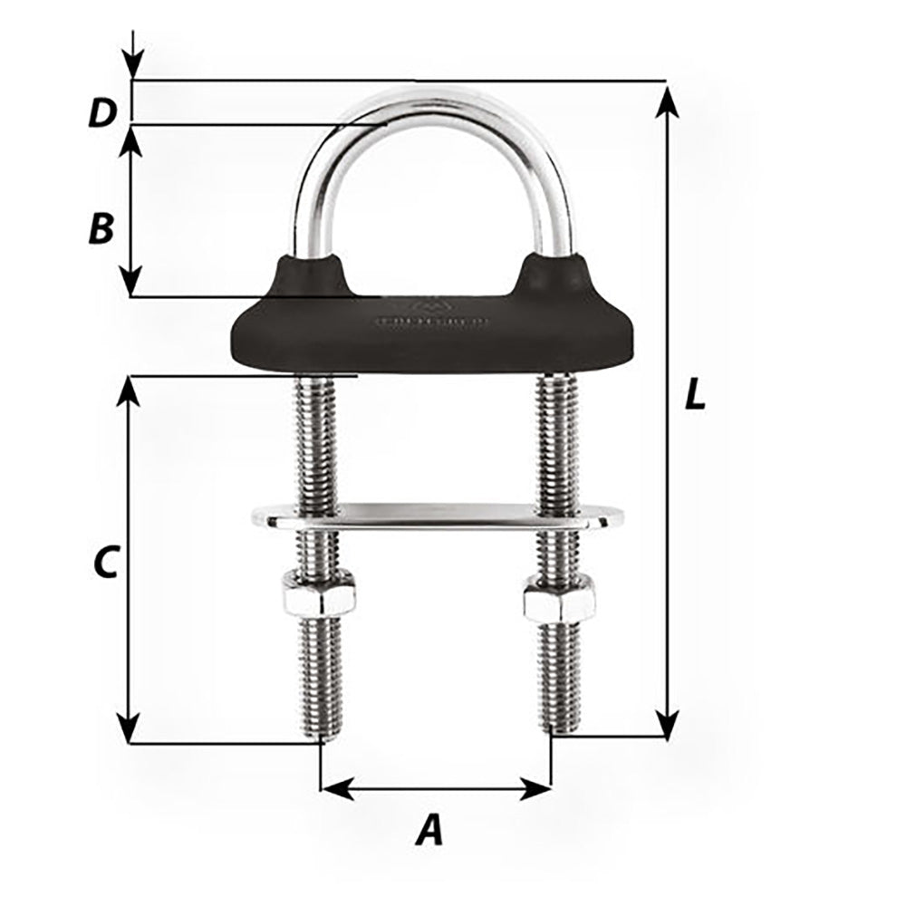 Wichard Marine, Wichard Black Watertight U-Bolt - 6mm Diameter - 15/64" - 70mm Length - 2-3/4"