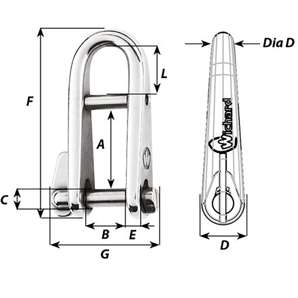 Wichard Marine, Wichard HR Key Pin Shackle With Bar - 5mm Pin Diameter
