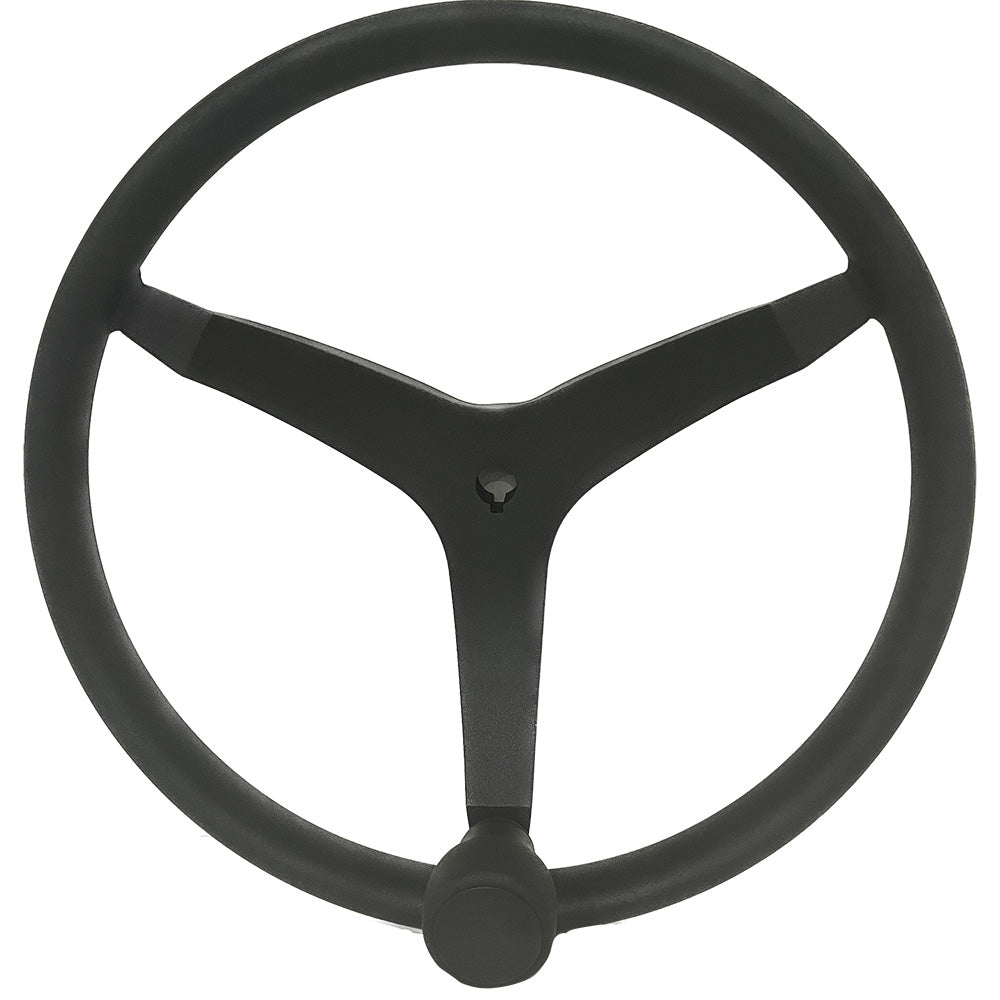 Uflex USA, Uflex - V46 - 13.5" Stainless Steel Steering Wheel w/Speed Knob - Black