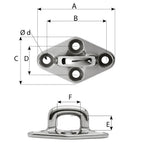 Wichard Marine, Wichard Diamond Pad Eye - Square - 60mm Length (2-23/64") - M5 Screw