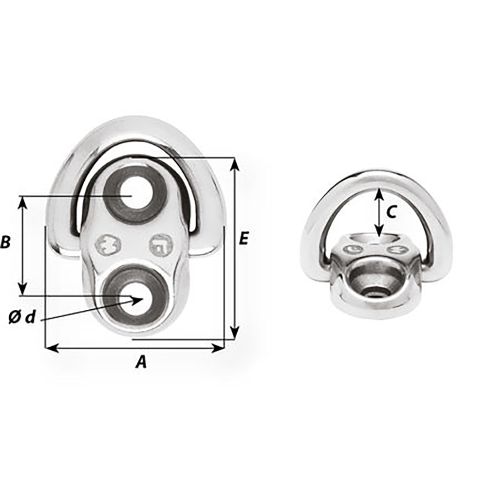 Wichard Marine, Wichard Folding Pad Eye - 6mm Diameter (15/64") - 2 Fixed Holes