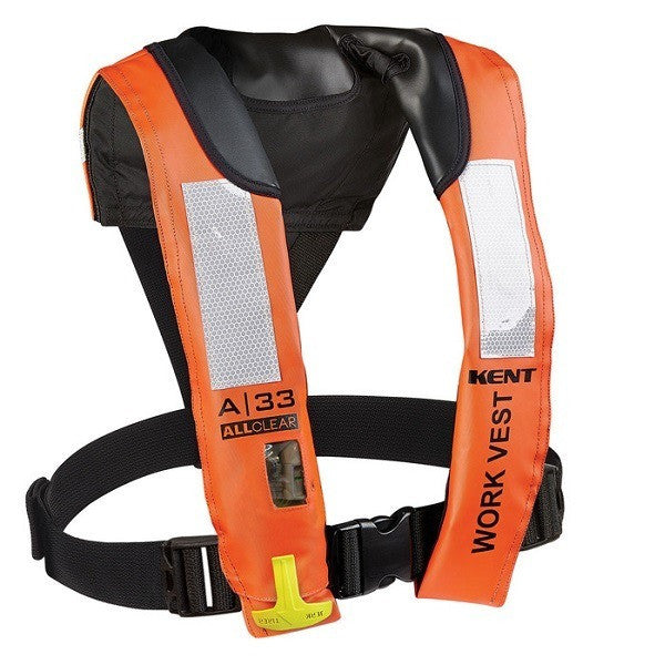 Kent Sporting Goods, A-33 ALL CLEAR AUTO INFLATABLE WORK VEST ORANGE Adult UNIV