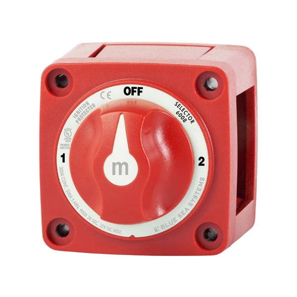 Blue Seas, M Battery Switch 3 Pos - Red