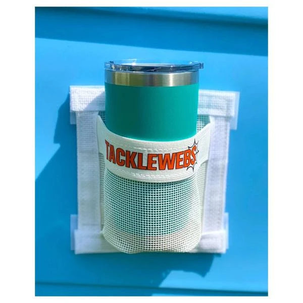 TackleWebs, No Drill Cup Holder Hook/Loop Adhesive Pouch - White