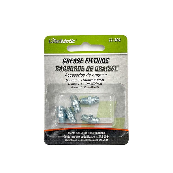Lubrimatic Grease Fitting 6mm Strght 5Pc