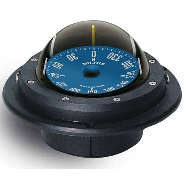 Ritchie Compass, Voyager, Flush, Black, Blue Open dial