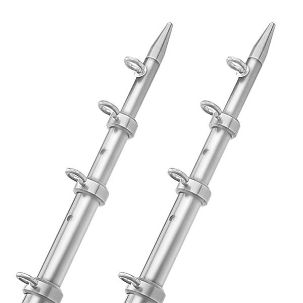 Taco Marine, Tele-Outrigger Pole Hd 1 1/2X15' Silver W/Silver Ring (Pr)