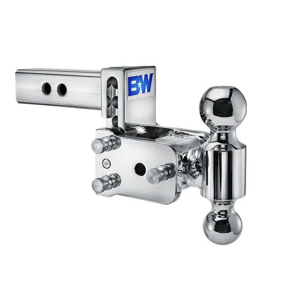B&W Trailer, Tow & Stow 2 Ball Mount - 2", Drop - 3", Rise 3-1/2" - Chrome