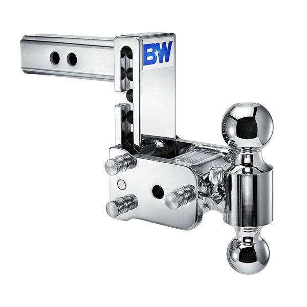 B&W Trailer, Tow & Stow 2 Ball Mount - 2", Drop - 5", Rise - 5-1/2" - Chrome