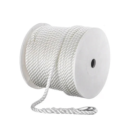 Aamstrand Anchor Line 3 Strand Twisted Nylon - White, 1/2" X 100'