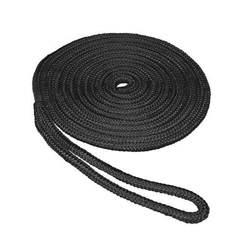 Aamstrand Double Braid Nylon Colored Dock Lines - Black, 1/2" X 20'