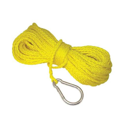 Aamstrand Anchor Line Hollow Braid Poly with Snap Hook, Yellow / 1/4" X 50'
