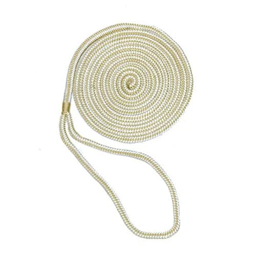 Aamstrand Double Braid Nylon Colored Dock Lines - Gold & White, 1/2" X 20'