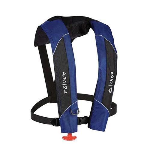 Onyx Outdoor, A/M-24 AUTO/MANUAL INFLATABLE LIFE JACKET BLUE - ADULT
