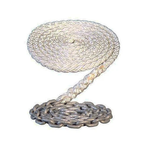 Maxwell Windlass, Maxwell 8-Plait Nylon Anchor Rode, 1/2" x 150' With 6' 1/4" Chain