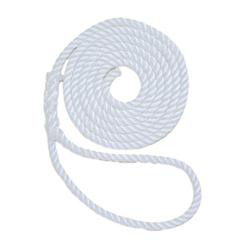 Aamstrand 3 Strand Twisted Nylon Dock Lines - White, 1/2" X 20'
