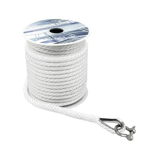Custom Cordage Double Braid Anchor Line - White, 1/2" X 150'