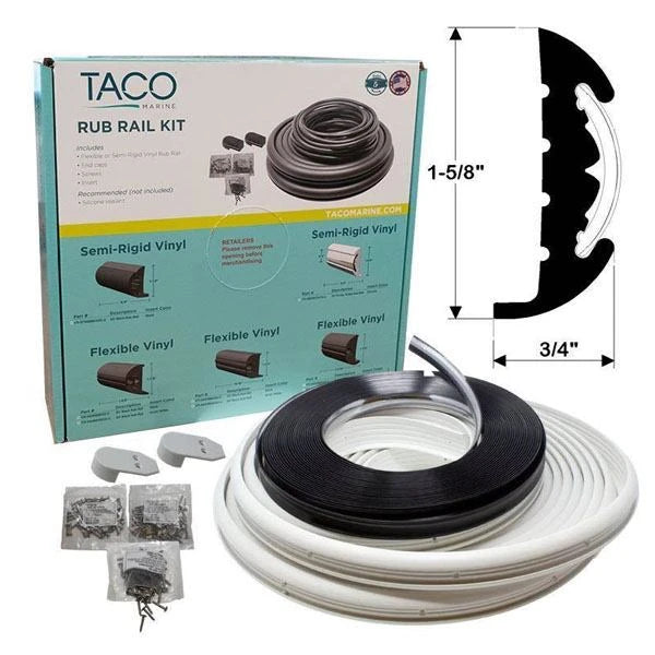 Taco Marine, Rubrail Kit White W/Chrome Insert 70'