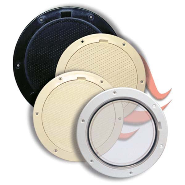 Beckson Marine, Beckson Diamond Texture 8'' Pry-Out Marine Deck Plate, Black