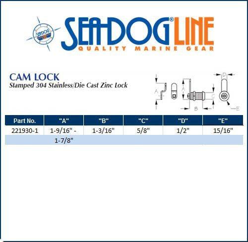 Sea Dog Marine, Cam Lock W/2 Keys