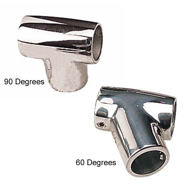 Sea Dog Marine, Sea-Dog Hand Rail Tees, Stainless Steel, 60° Tee - Left (Port) 7/8"