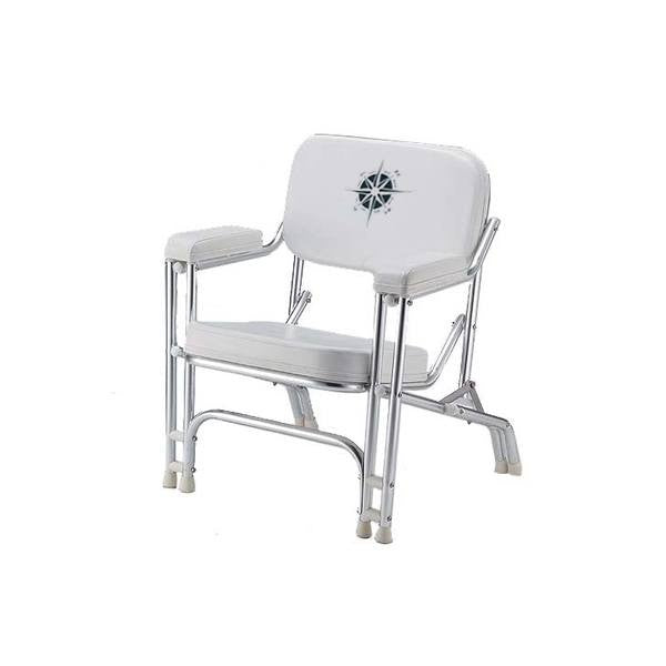 Gen3 Marine, White Vinyl Padded Folding Aluminum Deck Chair