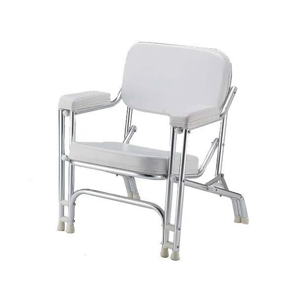 Gen3 Marine, White Vinyl Padded Folding Stainless Deck Chair